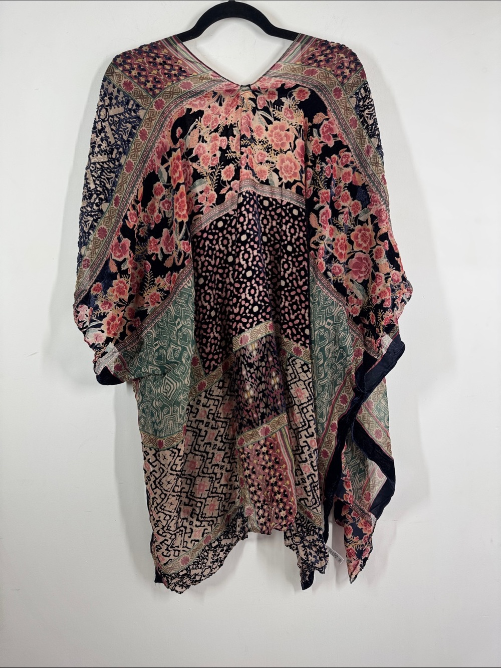 Anthropologie Akemi + Kin Boho Kimono Floral Patchwork Multicolor Flowy Duster - Picture 9 of 13